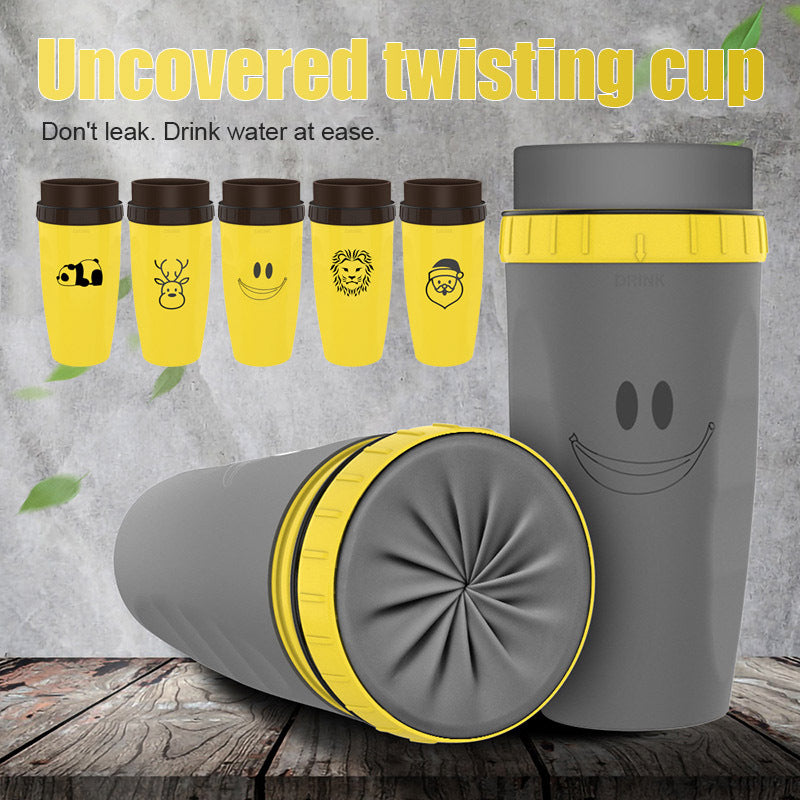 No Cover Twist Cup, Travel Portable Cup, Double Insulation Tumbler, Straw Sippy Water Bottles Portable For Children /Adults