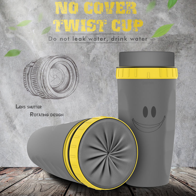 No Cover Twist Cup, Travel Portable Cup, Double Insulation Tumbler, Straw Sippy Water Bottles Portable For Children /Adults
