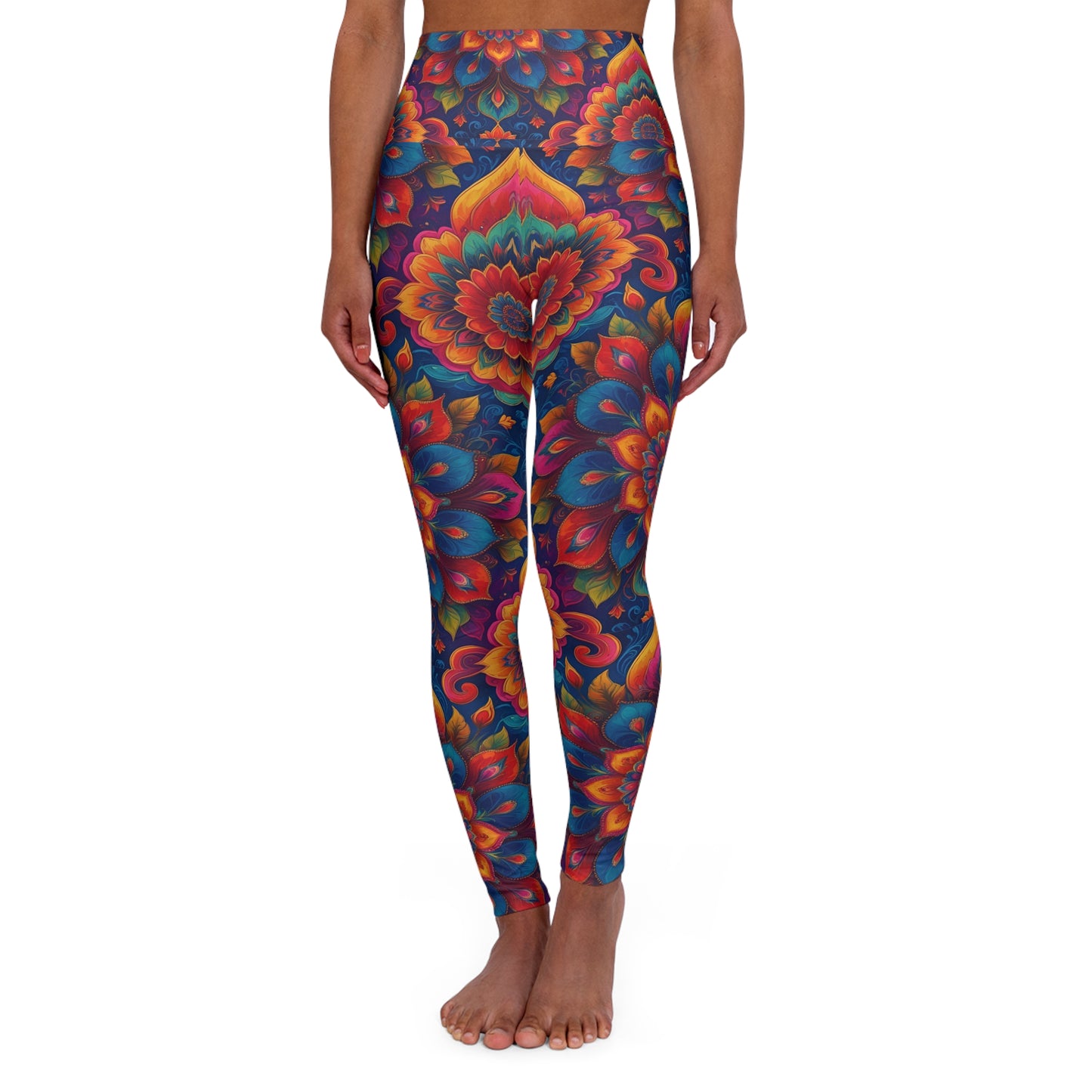 Vibrant High-Waisted Leggings: Bold Energy, Seamless Motion (Mandalla)