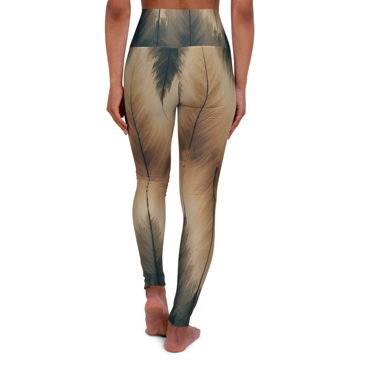 High-Waisted Earth Tone Pattern Leggings: Built for Movement (Feathers)