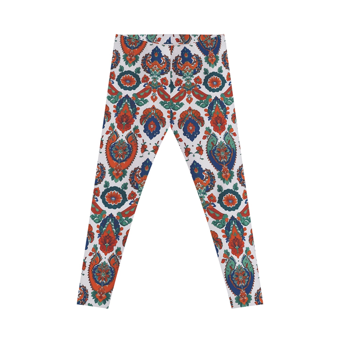 Vibrant High-Waisted Leggings: Bold Energy, Seamless Motion (White Paisley)