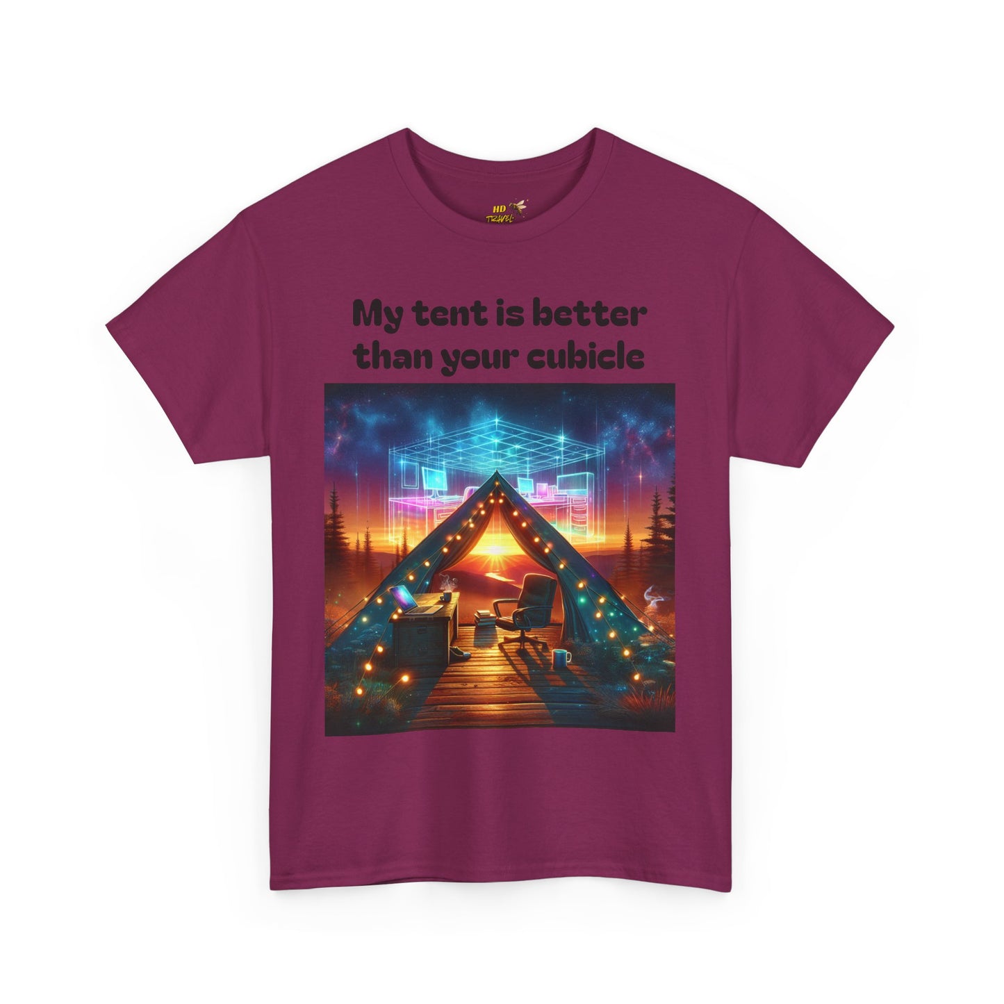 Camp Vibes Unisex Tee, "My Tent is Better Than Your Cubicle", Camping Shirt, Outdoor Fun, Gift for Nature Lovers, Adventure Apparel
