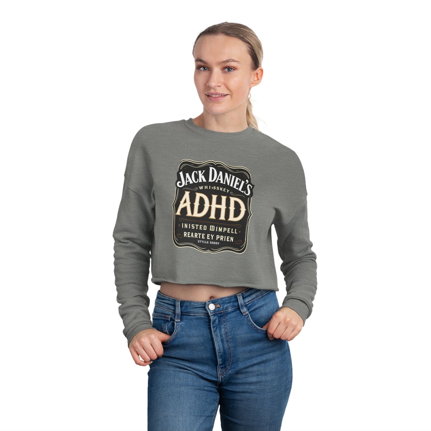 Women’s Cropped Sweatshirt – ADHD Humor & Distracted Inspiration, Gift for Mental Health Awareness, Casual Fashion, Trendy Loungewear