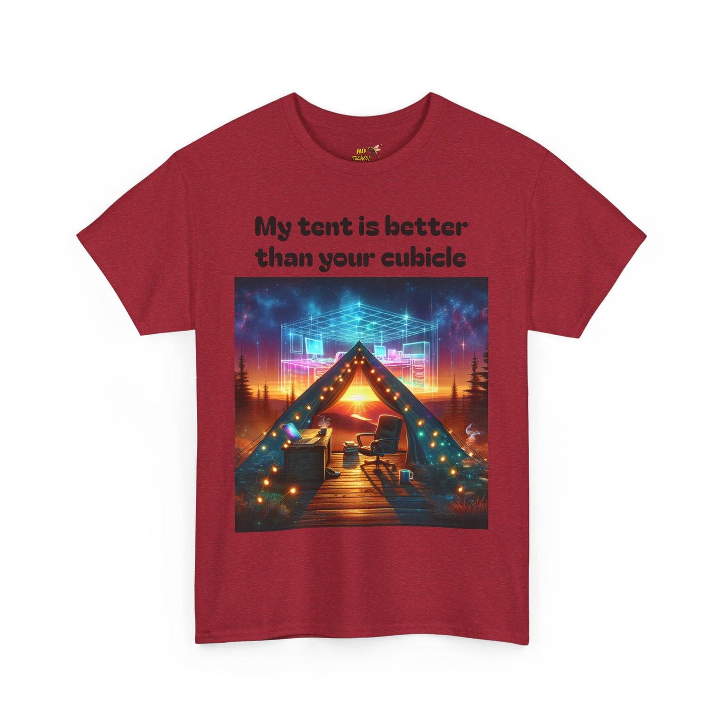 Camp Vibes Unisex Tee, "My Tent is Better Than Your Cubicle", Camping Shirt, Outdoor Fun, Gift for Nature Lovers, Adventure Apparel