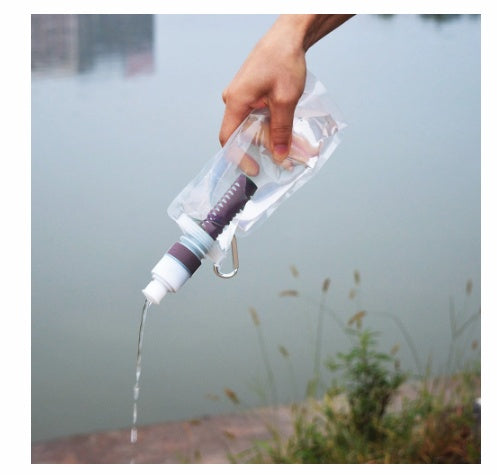 Outdoor Water Bottle, Portable Filter, Water Bag Filter, Suction Travel Folding Water Bag