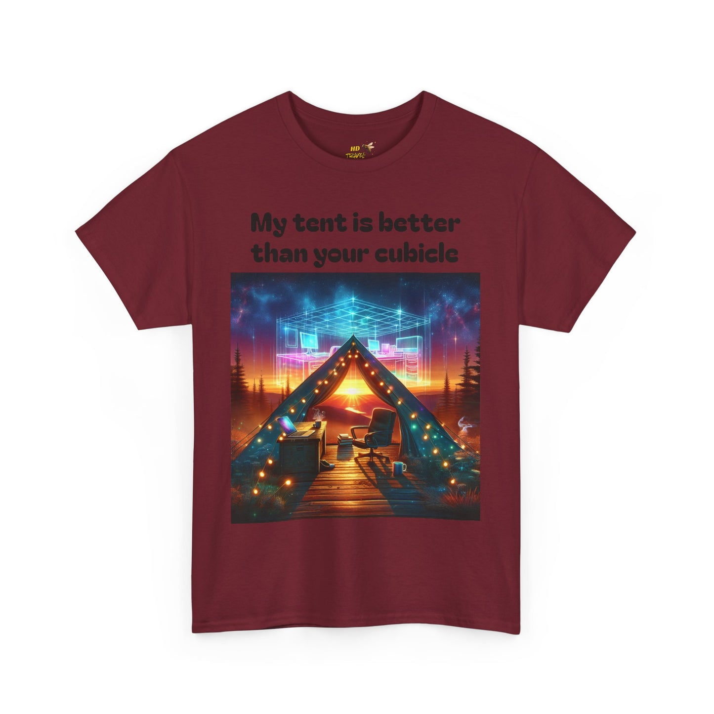 Camp Vibes Unisex Tee, "My Tent is Better Than Your Cubicle", Camping Shirt, Outdoor Fun, Gift for Nature Lovers, Adventure Apparel