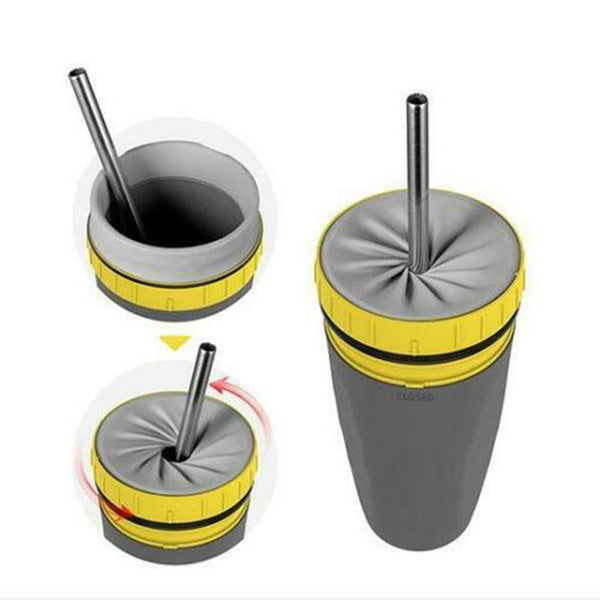 No Cover Twist Cup, Travel Portable Cup, Double Insulation Tumbler, Straw Sippy Water Bottles Portable For Children /Adults