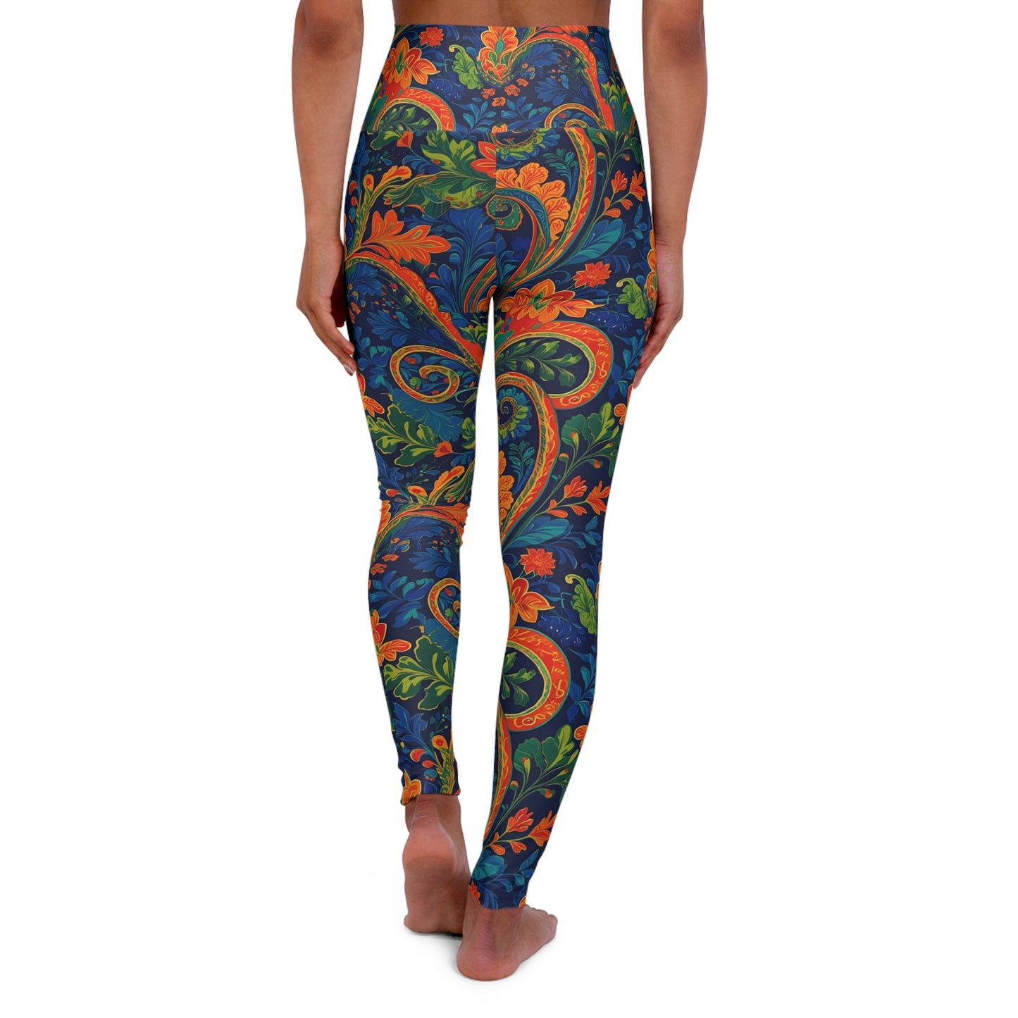 Vibrant High-Waisted Leggings: Bold Energy, Seamless Motion (Blue Paisley)
