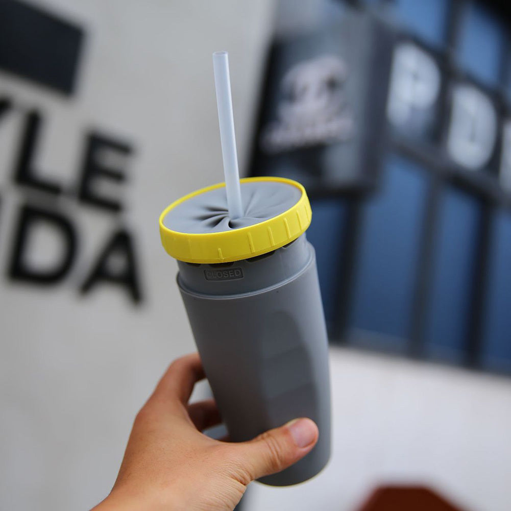 No Cover Twist Cup, Travel Portable Cup, Double Insulation Tumbler, Straw Sippy Water Bottles Portable For Children /Adults