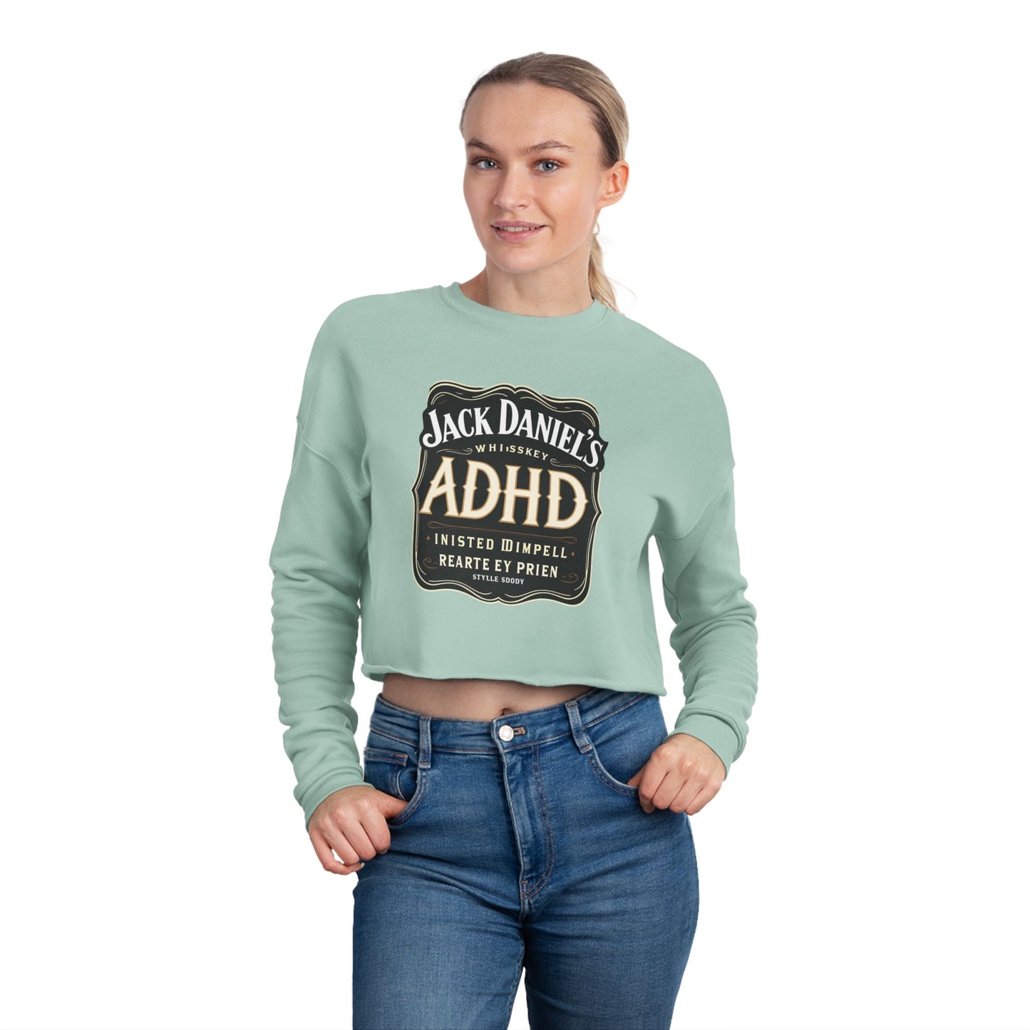 Women’s Cropped Sweatshirt – ADHD Humor & Distracted Inspiration, Gift for Mental Health Awareness, Casual Fashion, Trendy Loungewear