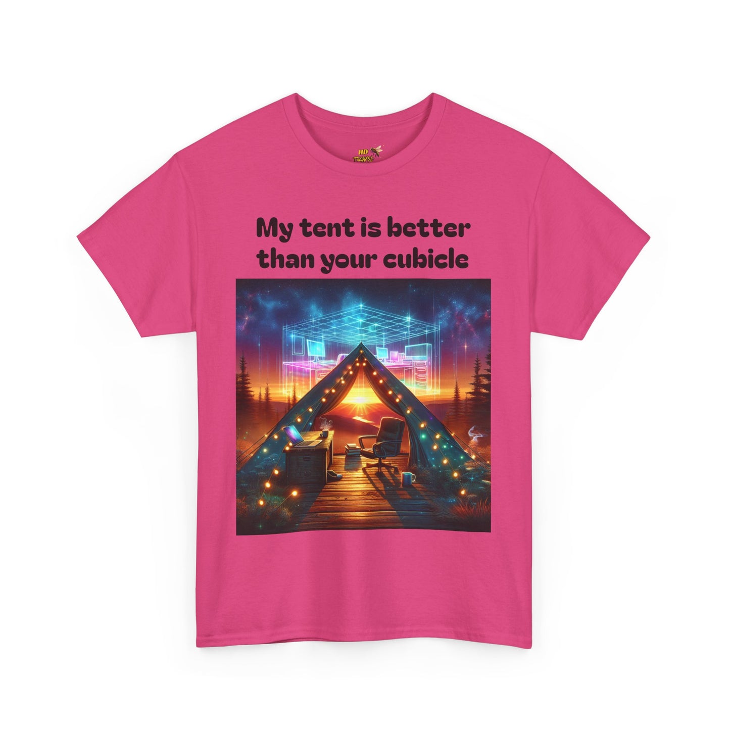 Camp Vibes Unisex Tee, "My Tent is Better Than Your Cubicle", Camping Shirt, Outdoor Fun, Gift for Nature Lovers, Adventure Apparel