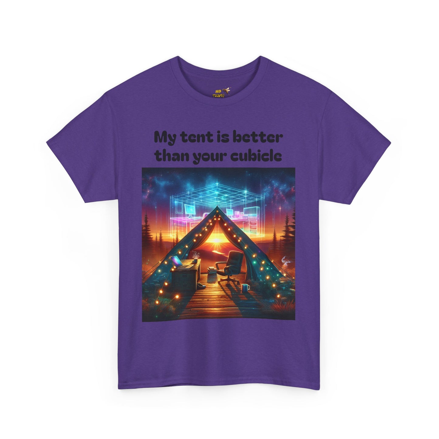 Camp Vibes Unisex Tee, "My Tent is Better Than Your Cubicle", Camping Shirt, Outdoor Fun, Gift for Nature Lovers, Adventure Apparel