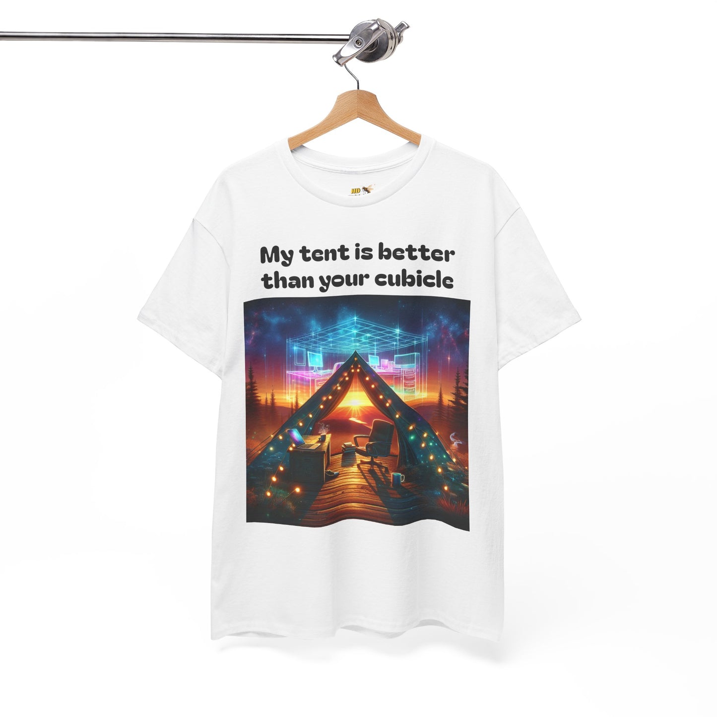 Camp Vibes Unisex Tee, "My Tent is Better Than Your Cubicle", Camping Shirt, Outdoor Fun, Gift for Nature Lovers, Adventure Apparel