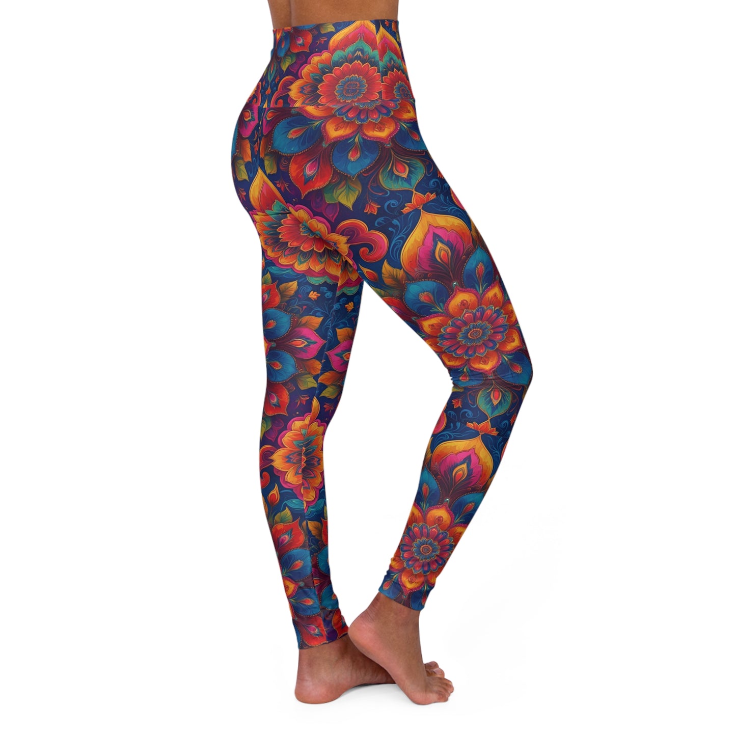 Vibrant High-Waisted Leggings: Bold Energy, Seamless Motion (Mandalla)