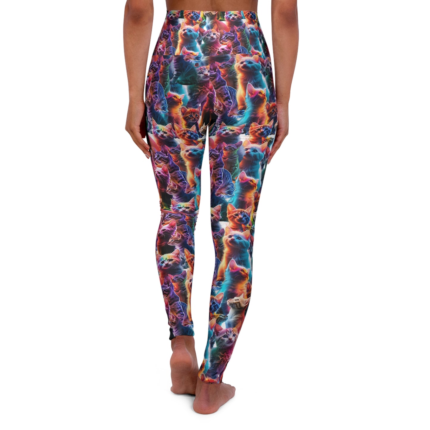 Vibrant High-Waisted Leggings: Bold Energy, Seamless Motion (Kitten Collage)
