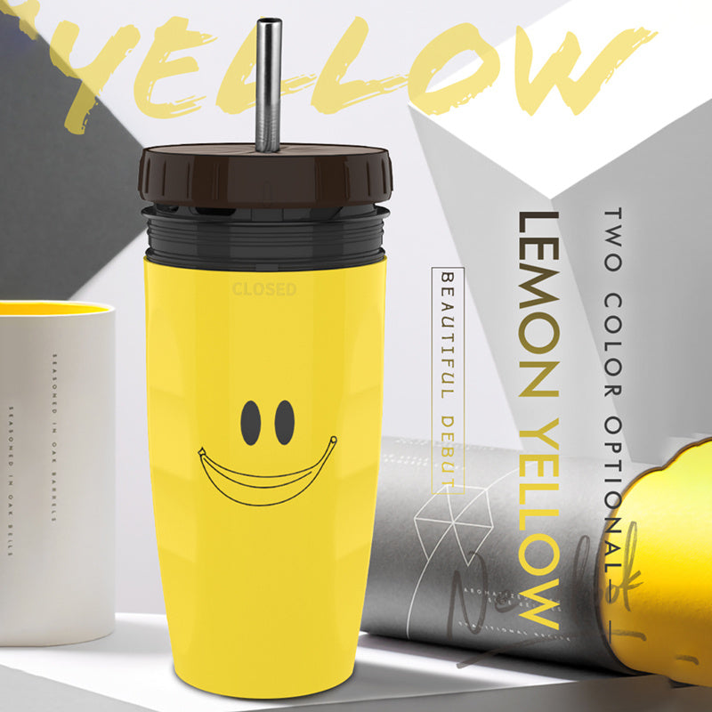 No Cover Twist Cup, Travel Portable Cup, Double Insulation Tumbler, Straw Sippy Water Bottles Portable For Children /Adults