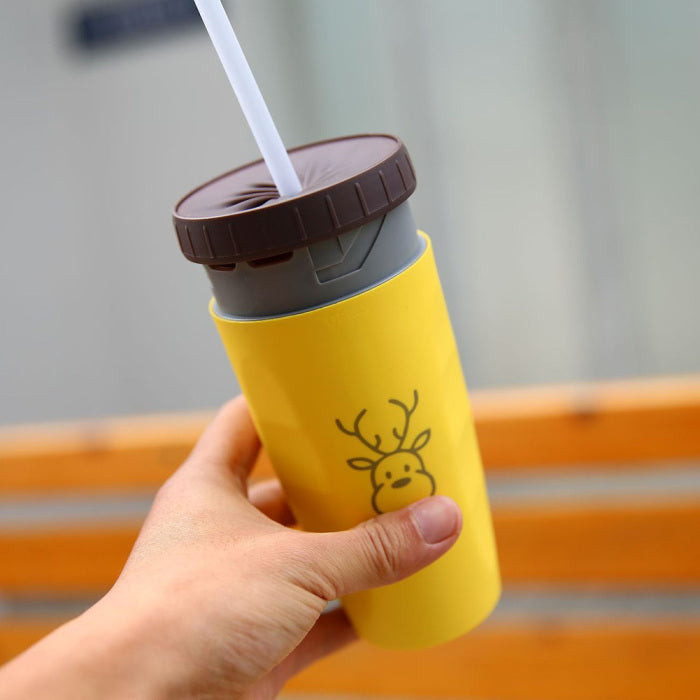 No Cover Twist Cup, Travel Portable Cup, Double Insulation Tumbler, Straw Sippy Water Bottles Portable For Children /Adults