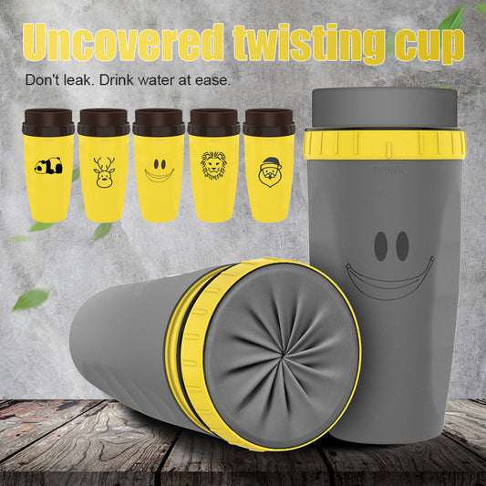 No Cover Twist Cup, Travel Portable Cup, Double Insulation Tumbler, Straw Sippy Water Bottles Portable For Children /Adults