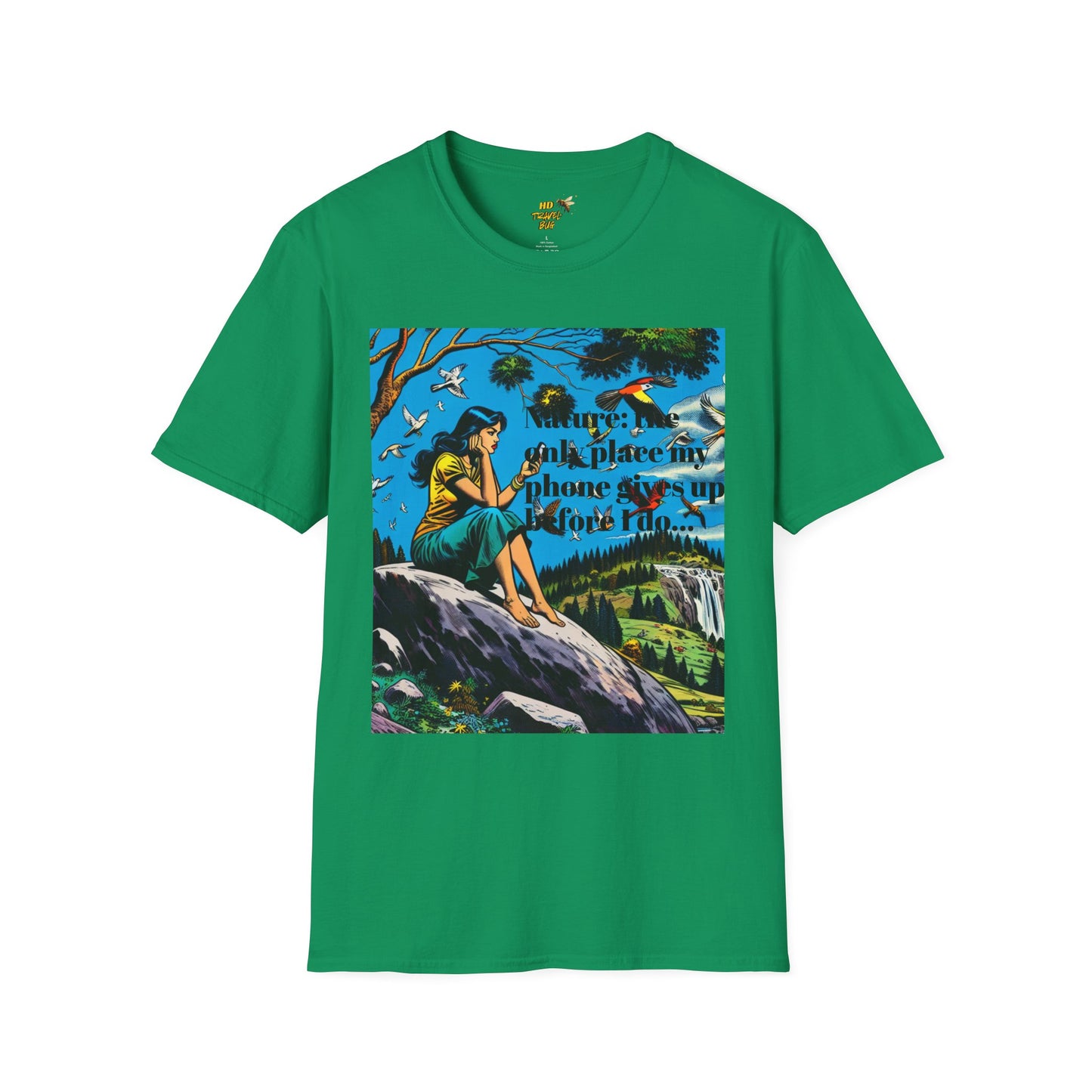 Nature-Inspired Unisex Softstyle T-Shirt "Nature, The Only Place My Phone Gives Up Before I Do..." | Perfect for Outdoor Enthusiasts, Casual Wear, Gift for Friends, Adventure Lovers, Uplifting [...]