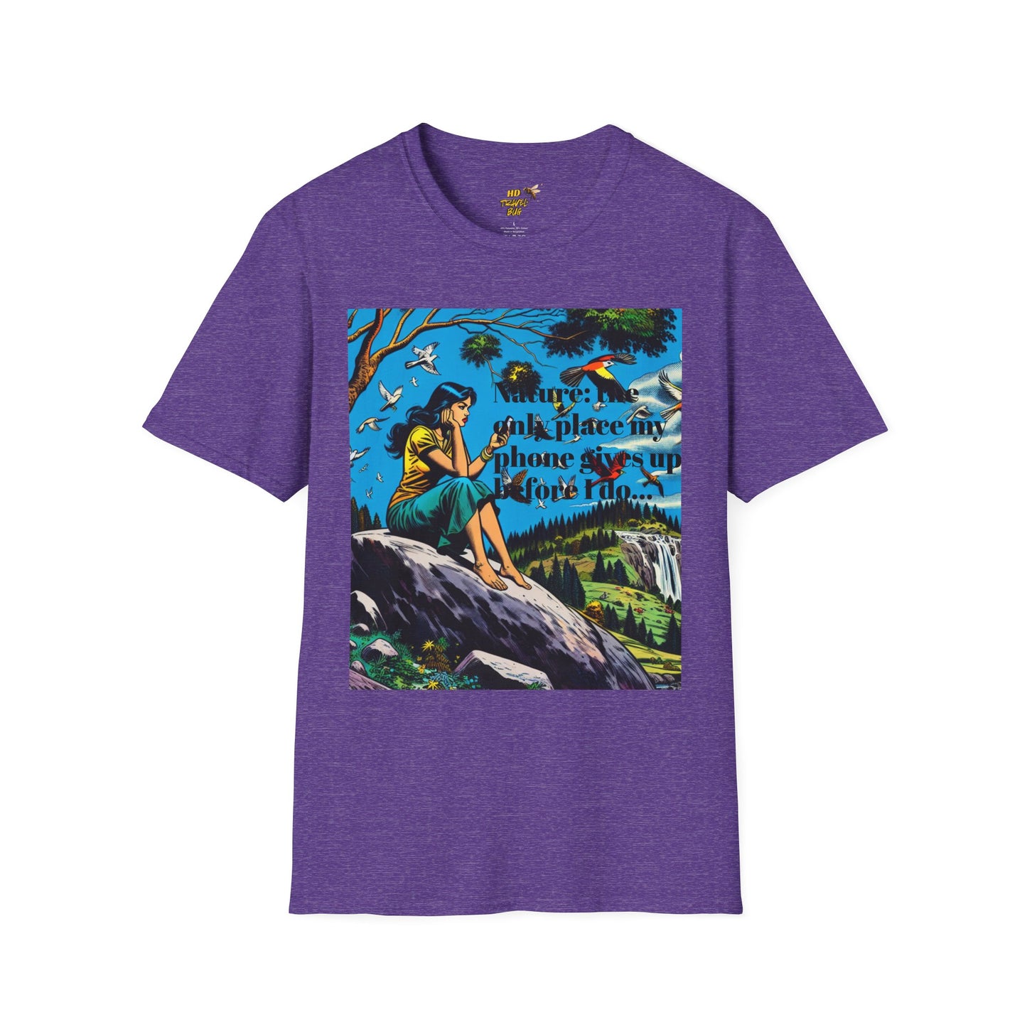 Nature-Inspired Unisex Softstyle T-Shirt "Nature, The Only Place My Phone Gives Up Before I Do..." | Perfect for Outdoor Enthusiasts, Casual Wear, Gift for Friends, Adventure Lovers, Uplifting [...]