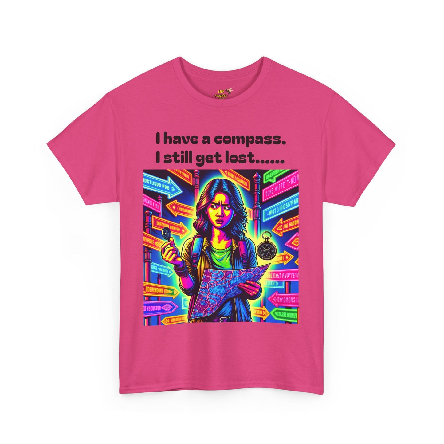 Vibrant Graphic Tee with Compass Design, Unisex Cotton T-Shirt for Adventure Lovers, Perfect Gift for Travelers, Fun Casual Wear, [...]