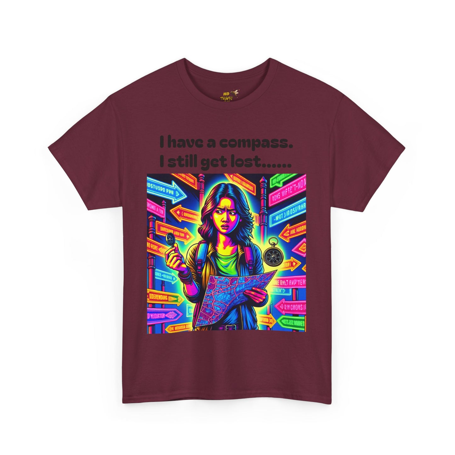 Vibrant Graphic Tee with Compass Design, Unisex Cotton T-Shirt for Adventure Lovers, Perfect Gift for Travelers, Fun Casual Wear, [...]