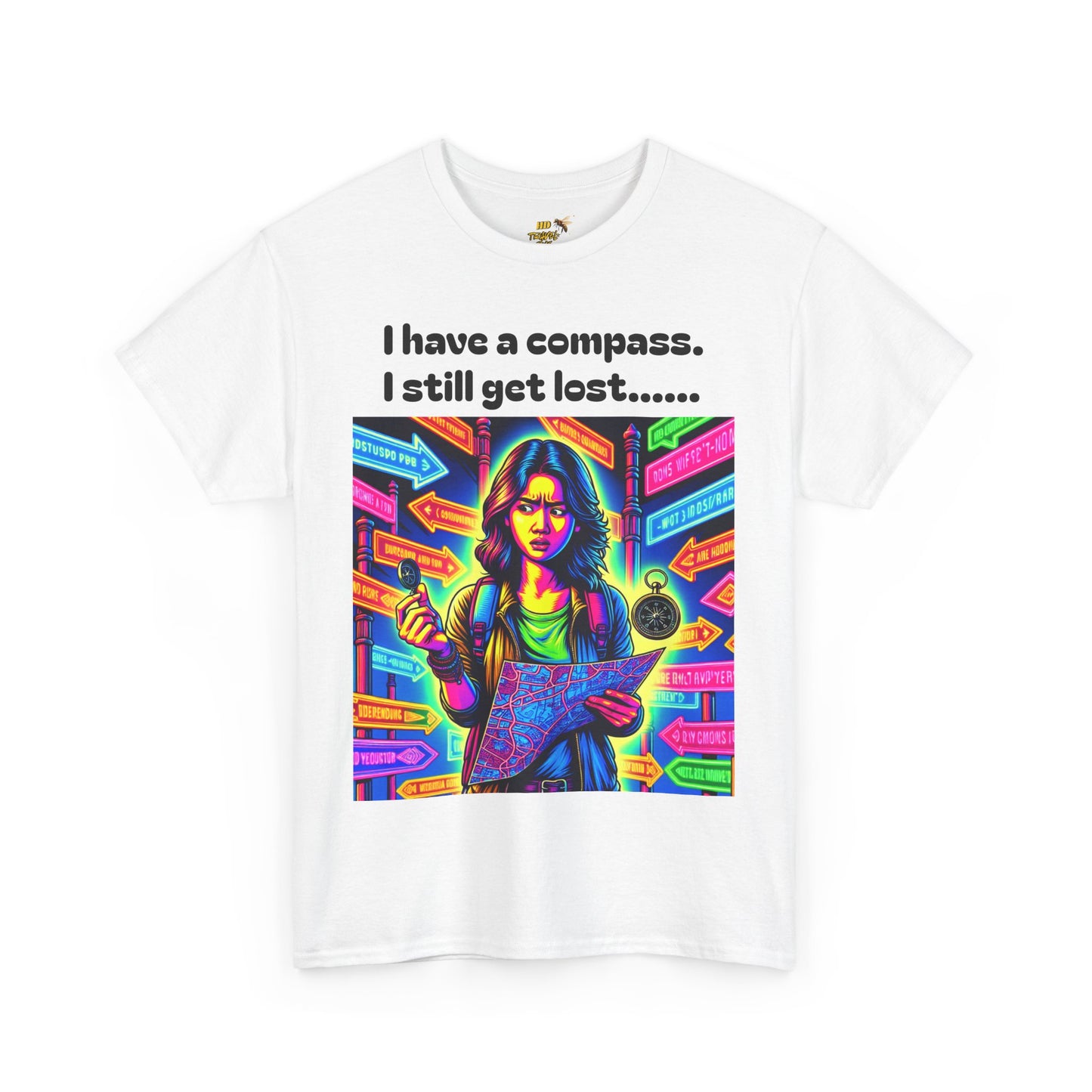 Vibrant Graphic Tee with Compass Design, Unisex Cotton T-Shirt for Adventure Lovers, Perfect Gift for Travelers, Fun Casual Wear, [...]