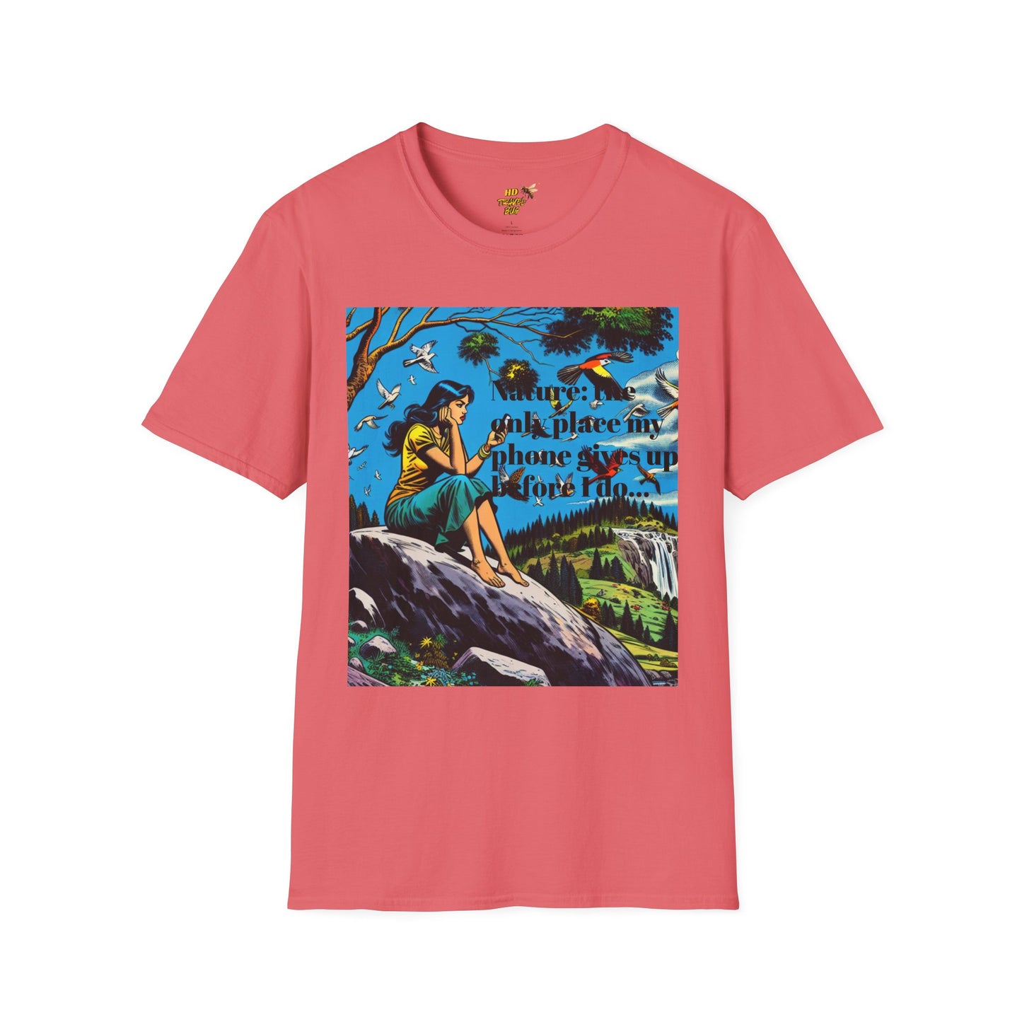 Nature-Inspired Unisex Softstyle T-Shirt "Nature, The Only Place My Phone Gives Up Before I Do..." | Perfect for Outdoor Enthusiasts, Casual Wear, Gift for Friends, Adventure Lovers, Uplifting [...]