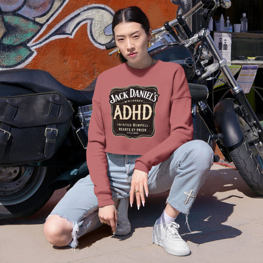 Women’s Cropped Sweatshirt – ADHD Humor & Distracted Inspiration, Gift for Mental Health Awareness, Casual Fashion, Trendy Loungewear