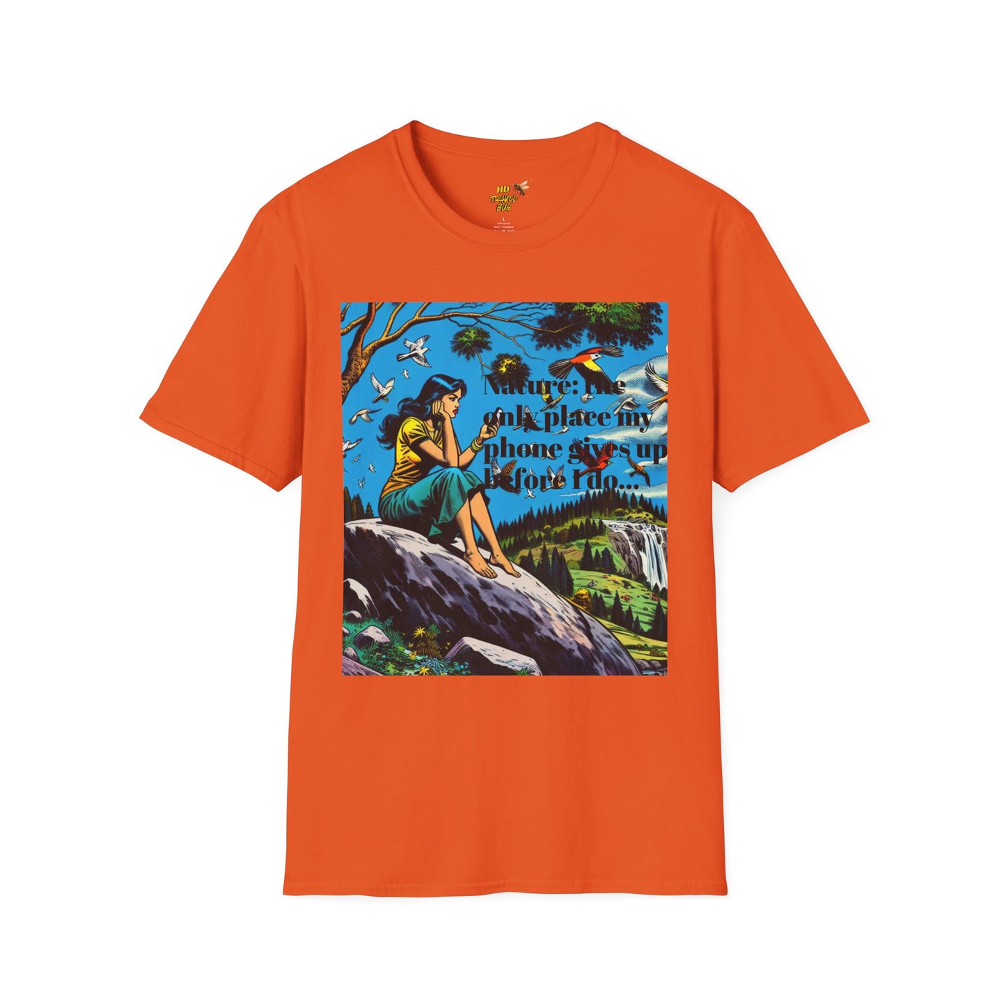 Nature-Inspired Unisex Softstyle T-Shirt "Nature, The Only Place My Phone Gives Up Before I Do..." | Perfect for Outdoor Enthusiasts, Casual Wear, Gift for Friends, Adventure Lovers, Uplifting [...]