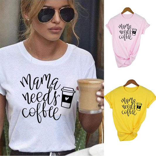 mama needs coffee printed short sleeve