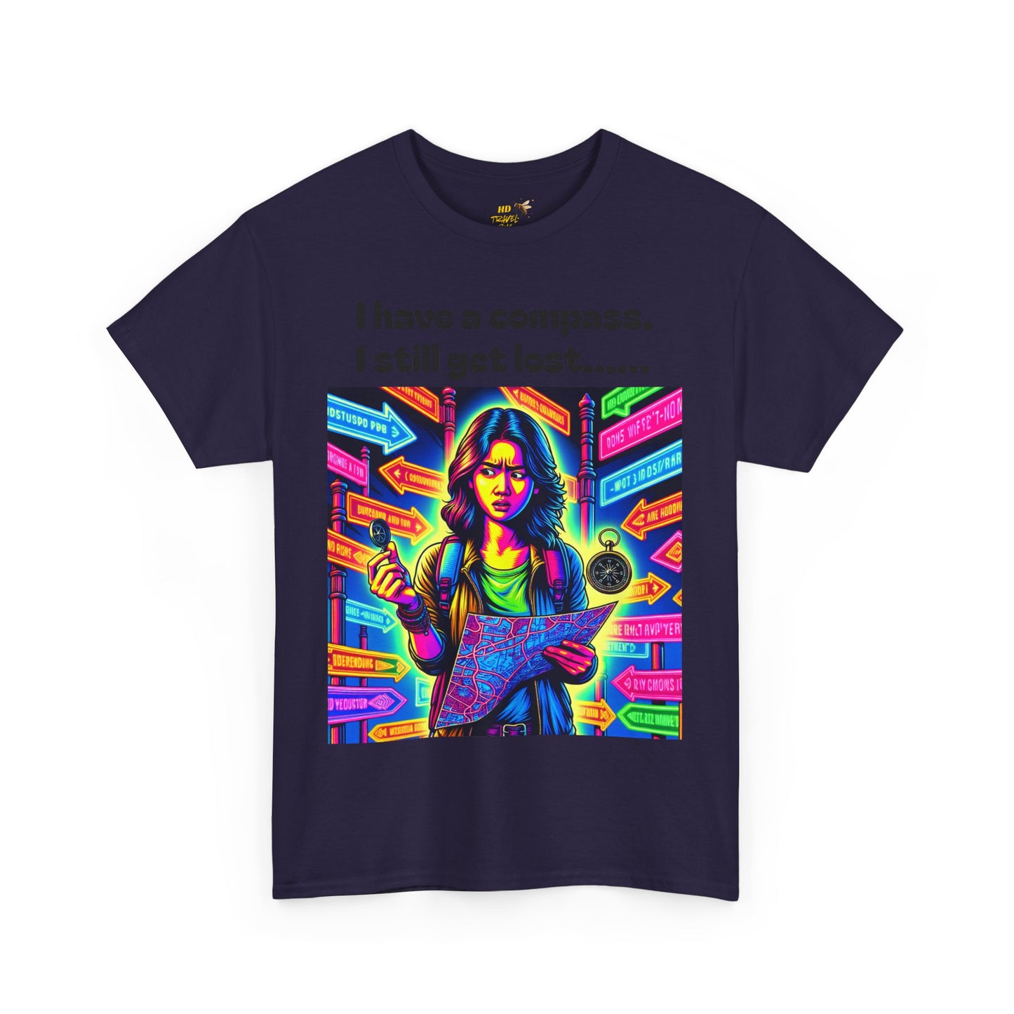 Vibrant Graphic Tee with Compass Design, Unisex Cotton T-Shirt for Adventure Lovers, Perfect Gift for Travelers, Fun Casual Wear, [...]
