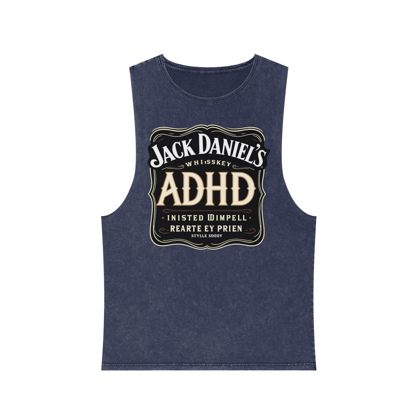 Unisex Stonewash Tank Top with ADHD Design, Perfect for Casual Wear, Gym, or Laid-Back Outings, Great Gift for Whiskey Lovers, Humor Tee