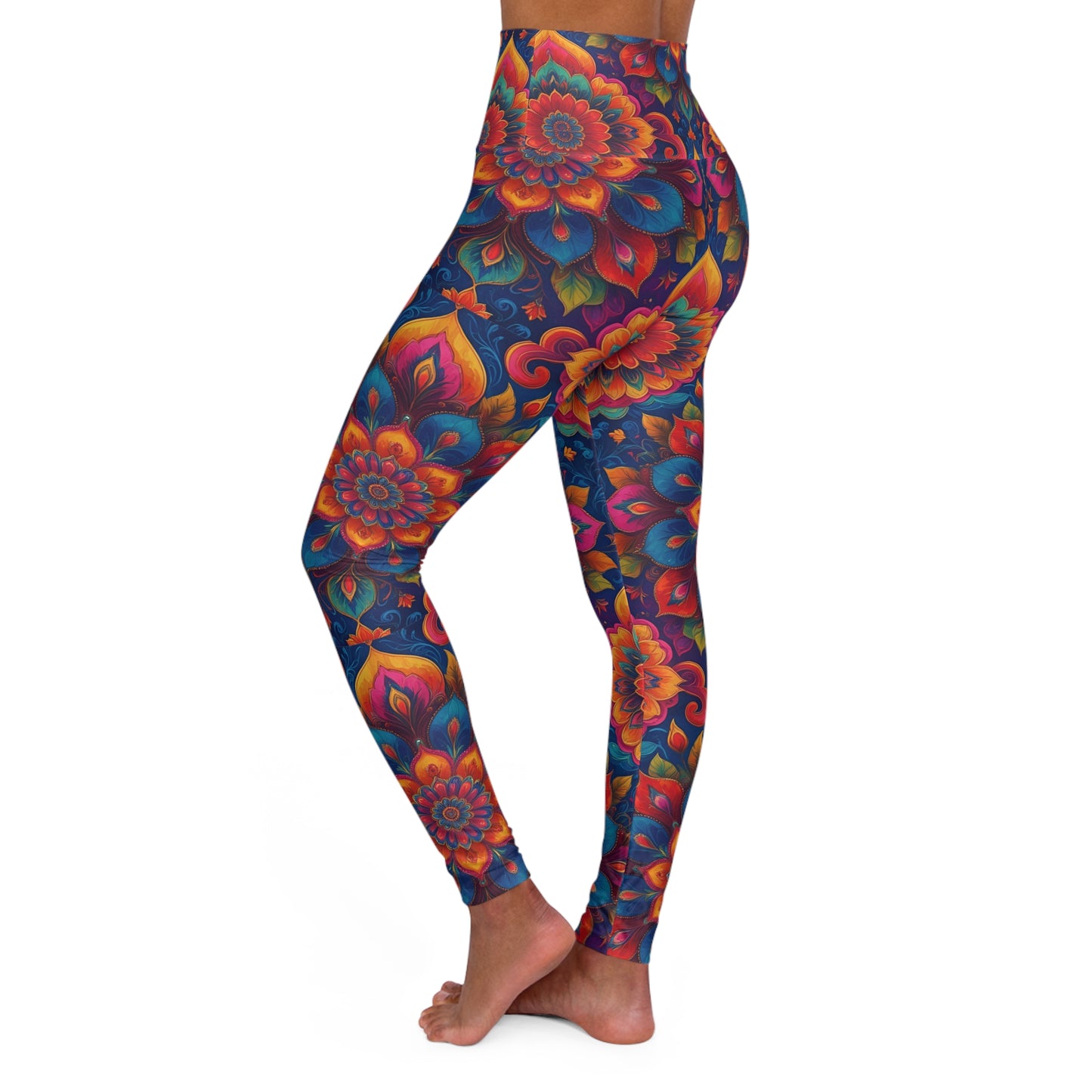 Vibrant High-Waisted Leggings: Bold Energy, Seamless Motion (Mandalla)