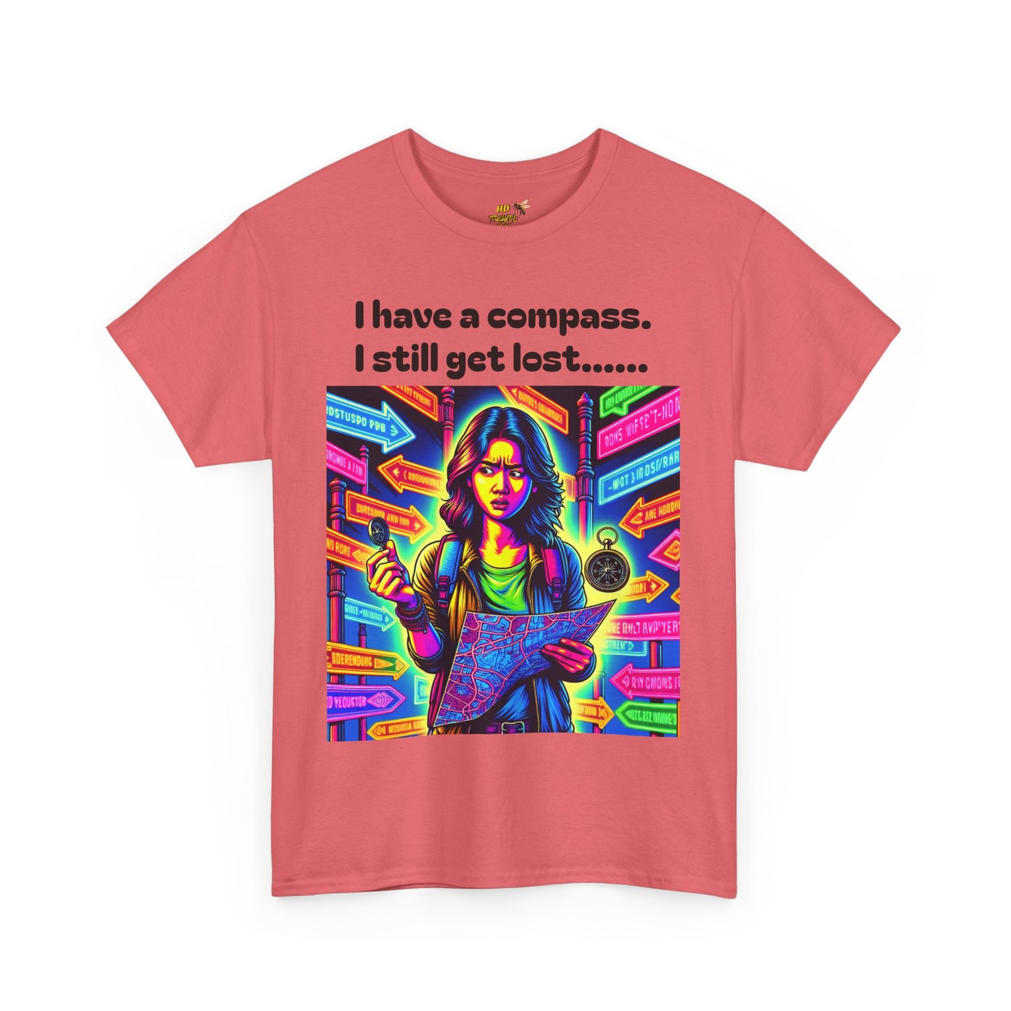 Vibrant Graphic Tee with Compass Design, Unisex Cotton T-Shirt for Adventure Lovers, Perfect Gift for Travelers, Fun Casual Wear, [...]