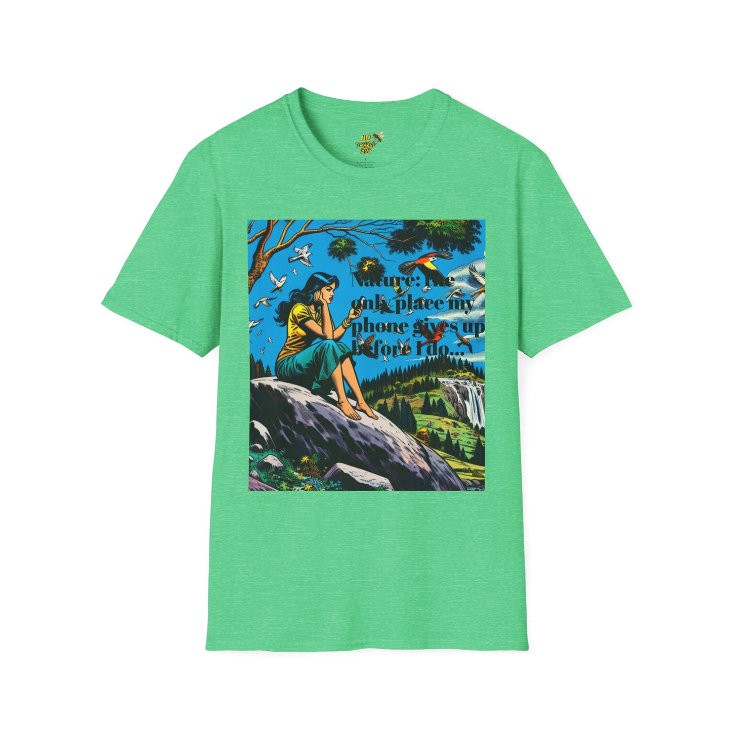 Nature-Inspired Unisex Softstyle T-Shirt "Nature, The Only Place My Phone Gives Up Before I Do..." | Perfect for Outdoor Enthusiasts, Casual Wear, Gift for Friends, Adventure Lovers, Uplifting [...]
