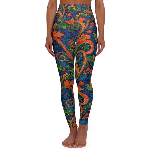 Vibrant High-Waisted Leggings: Bold Energy, Seamless Motion (Blue Paisley)
