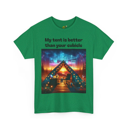 Camp Vibes Unisex Tee, "My Tent is Better Than Your Cubicle", Camping Shirt, Outdoor Fun, Gift for Nature Lovers, Adventure Apparel