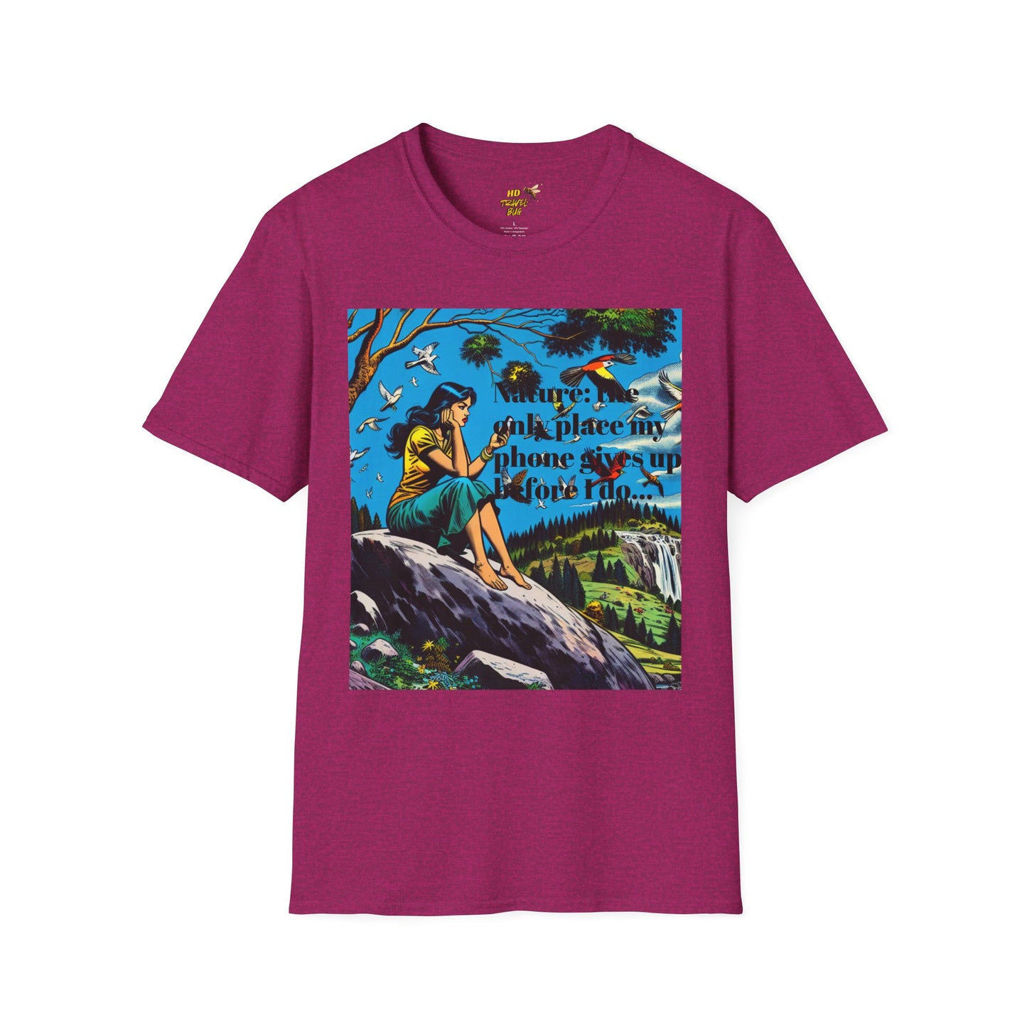 Nature-Inspired Unisex Softstyle T-Shirt "Nature, The Only Place My Phone Gives Up Before I Do..." | Perfect for Outdoor Enthusiasts, Casual Wear, Gift for Friends, Adventure Lovers, Uplifting [...]