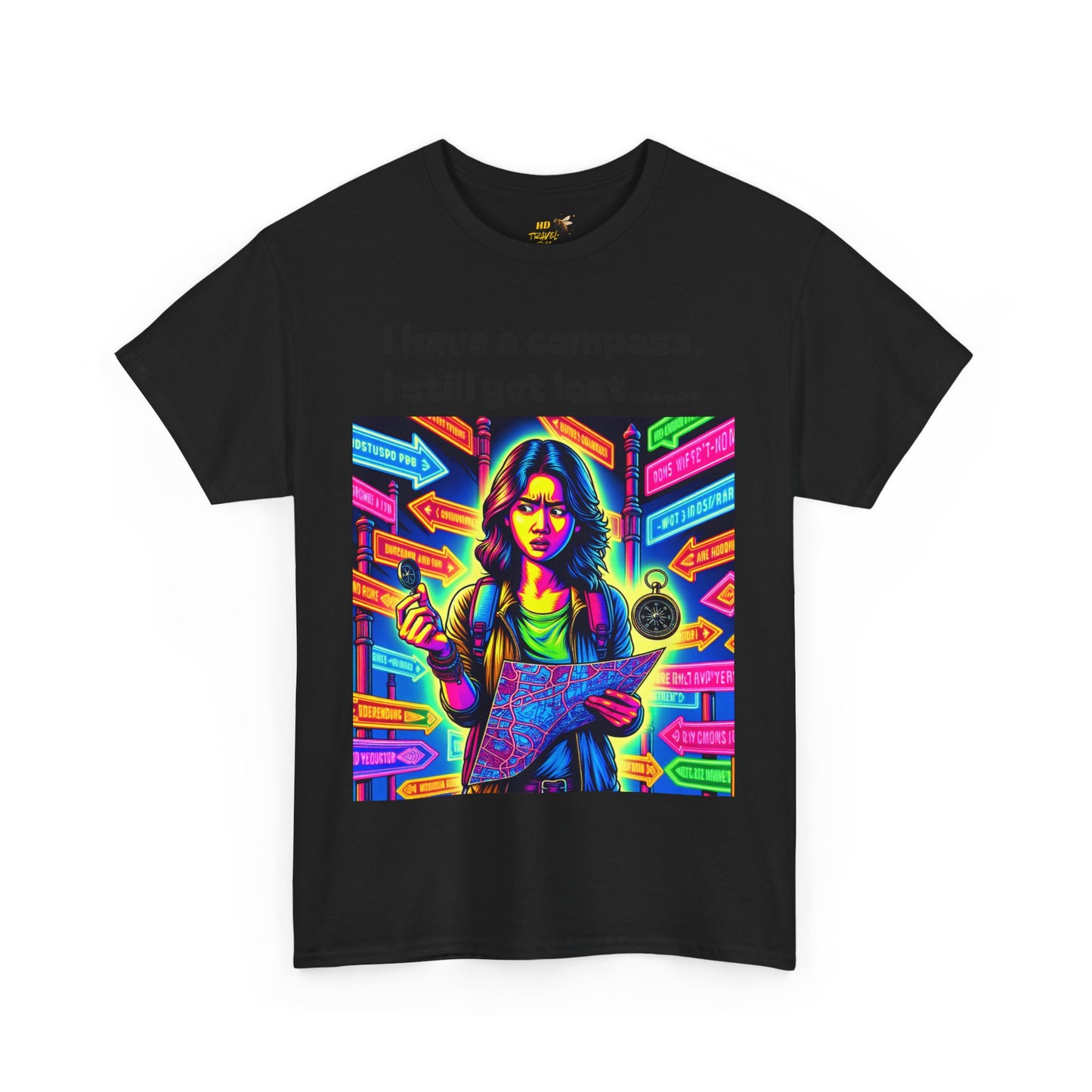 Vibrant Graphic Tee with Compass Design, Unisex Cotton T-Shirt for Adventure Lovers, Perfect Gift for Travelers, Fun Casual Wear, [...]