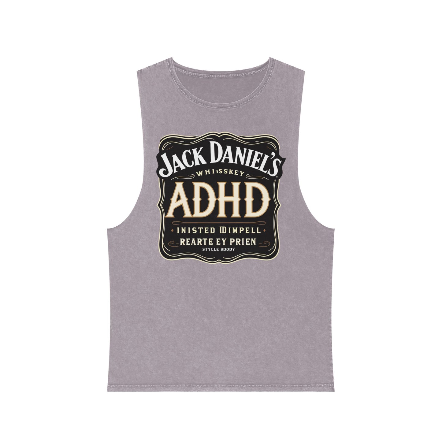 Unisex Stonewash Tank Top with ADHD Design, Perfect for Casual Wear, Gym, or Laid-Back Outings, Great Gift for Whiskey Lovers, Humor Tee