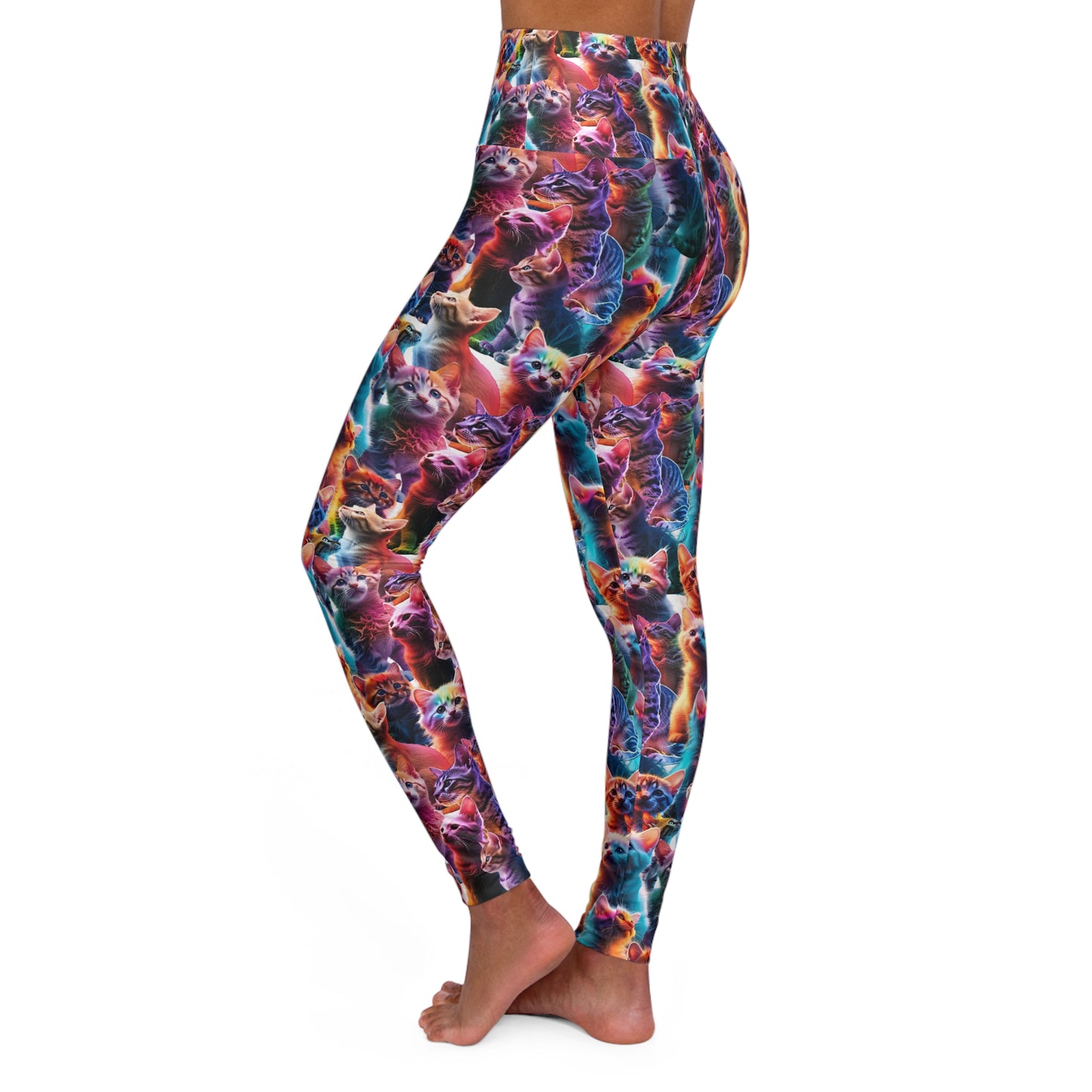 Vibrant High-Waisted Leggings: Bold Energy, Seamless Motion (Kitten Collage)