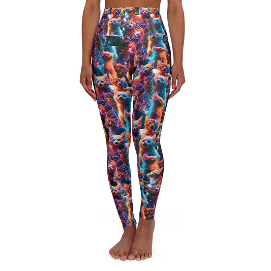 Vibrant High-Waisted Leggings: Bold Energy, Seamless Motion (Kitten Collage)