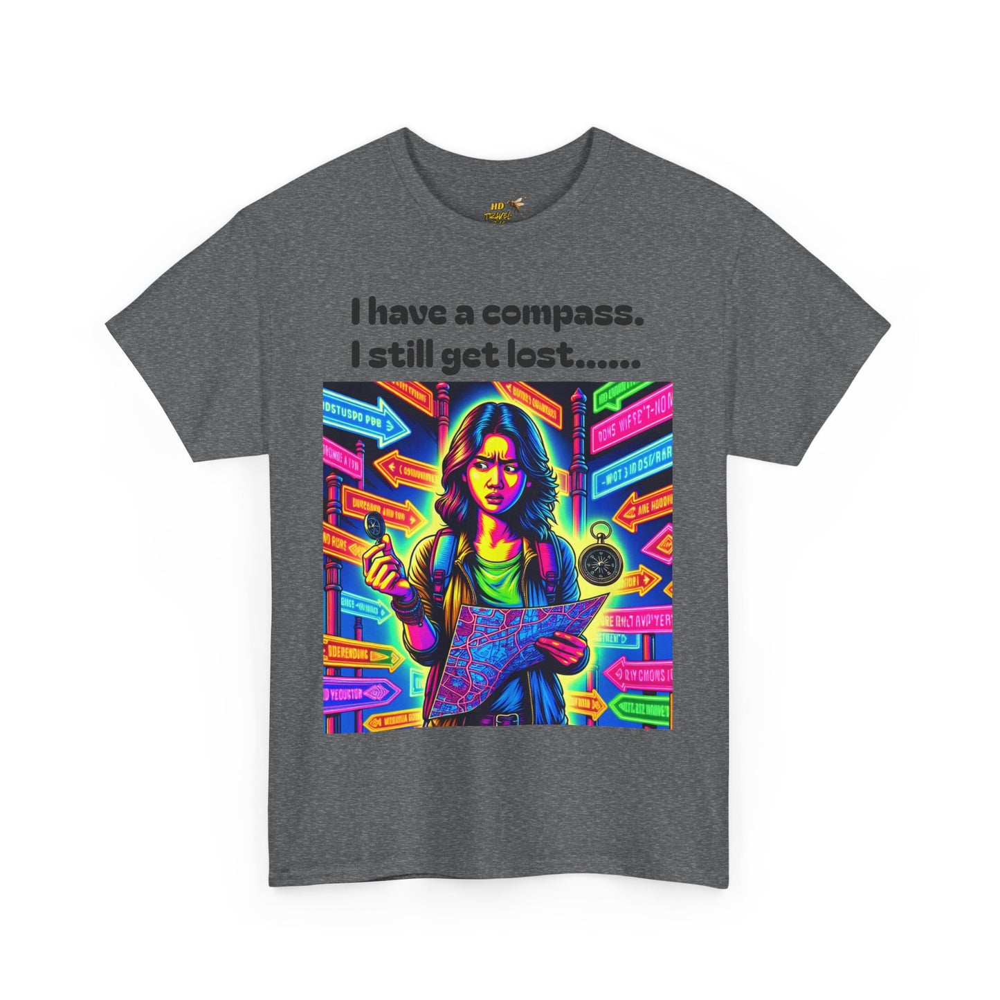 Vibrant Graphic Tee with Compass Design, Unisex Cotton T-Shirt for Adventure Lovers, Perfect Gift for Travelers, Fun Casual Wear, [...]