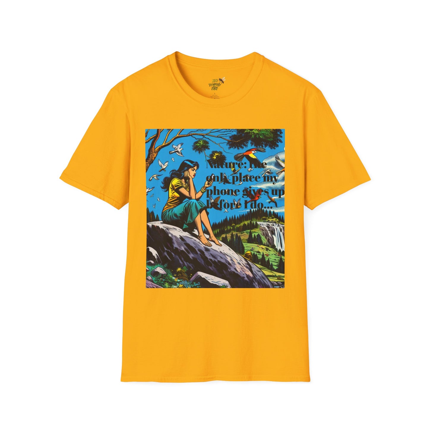 Nature-Inspired Unisex Softstyle T-Shirt "Nature, The Only Place My Phone Gives Up Before I Do..." | Perfect for Outdoor Enthusiasts, Casual Wear, Gift for Friends, Adventure Lovers, Uplifting [...]