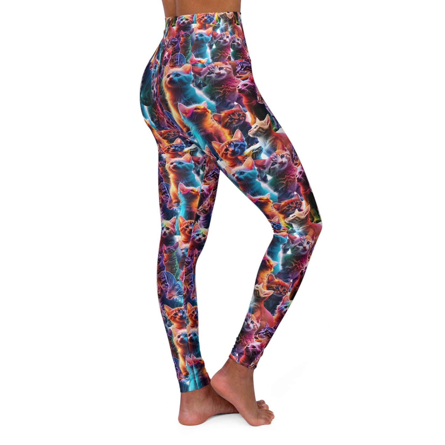 Vibrant High-Waisted Leggings: Bold Energy, Seamless Motion (Kitten Collage)